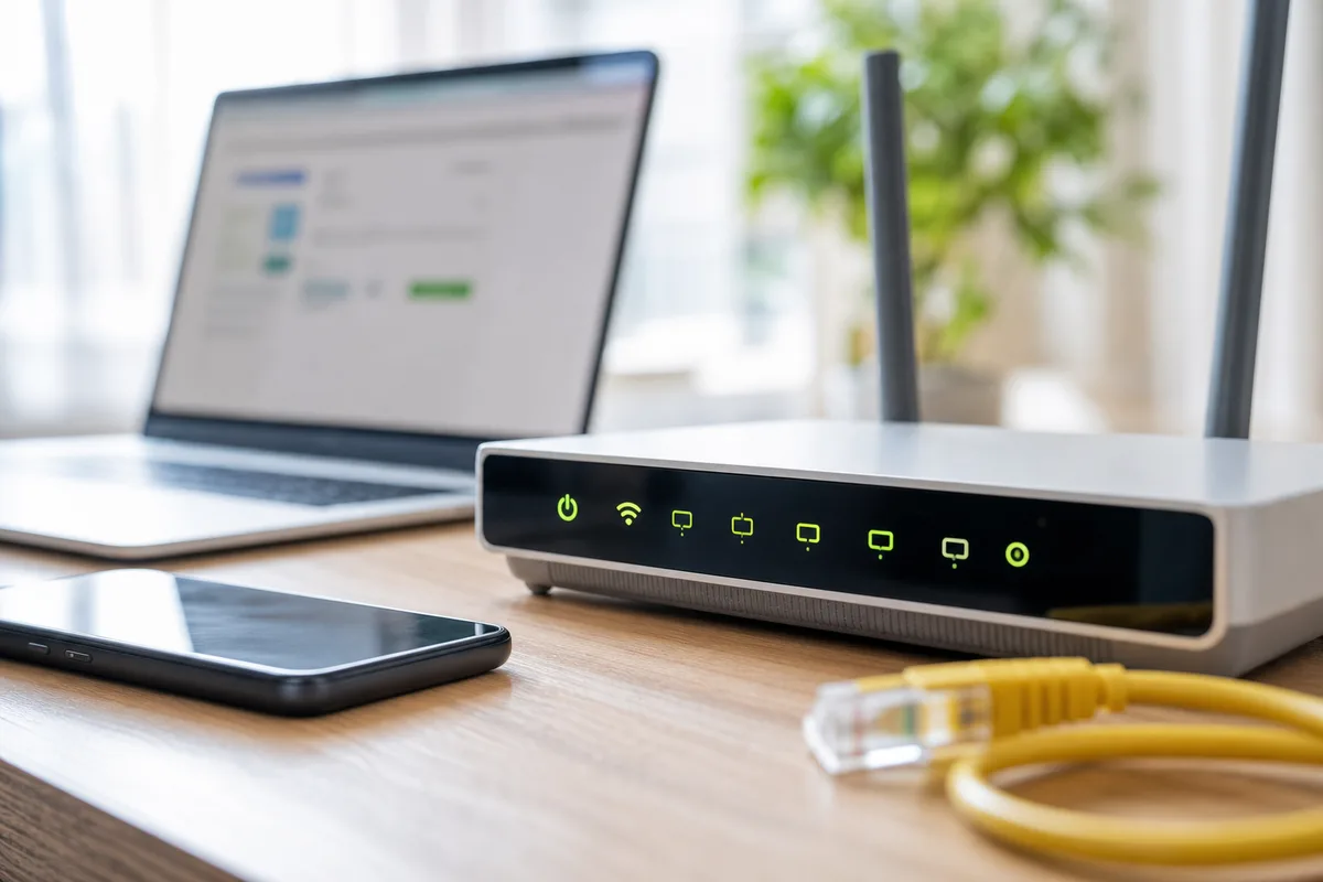 Wi-Fiルーターと有線LANケーブルの接続部