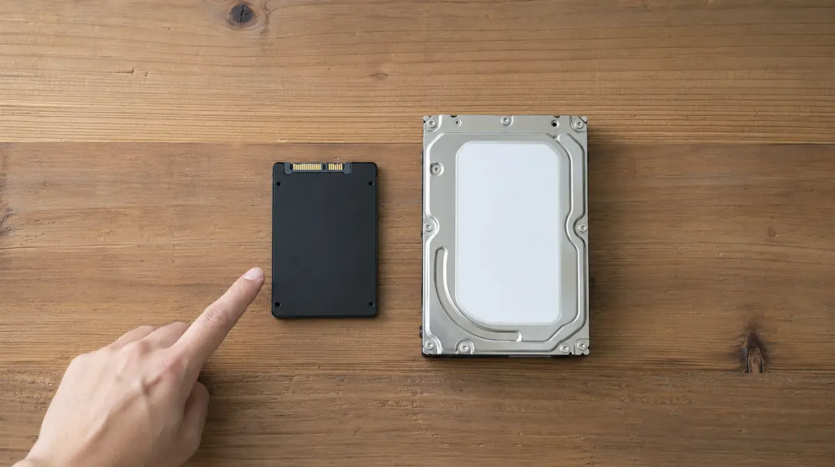 SSDとHDDでは起動時間が大きく変わります。写真は左がSSD、右がHDDです