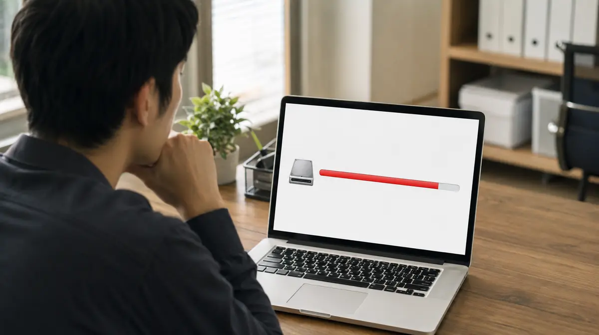 設定画面で使用中の容量を確認します。無料の枠は5GBです