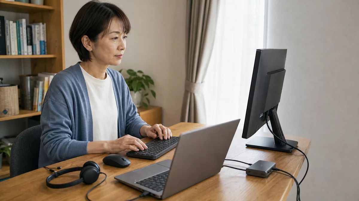 外部モニターをつないでいる場合は、そちらに映っていないかを確認します
