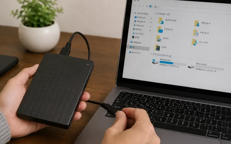 パソコンのデータを取り出しているところ