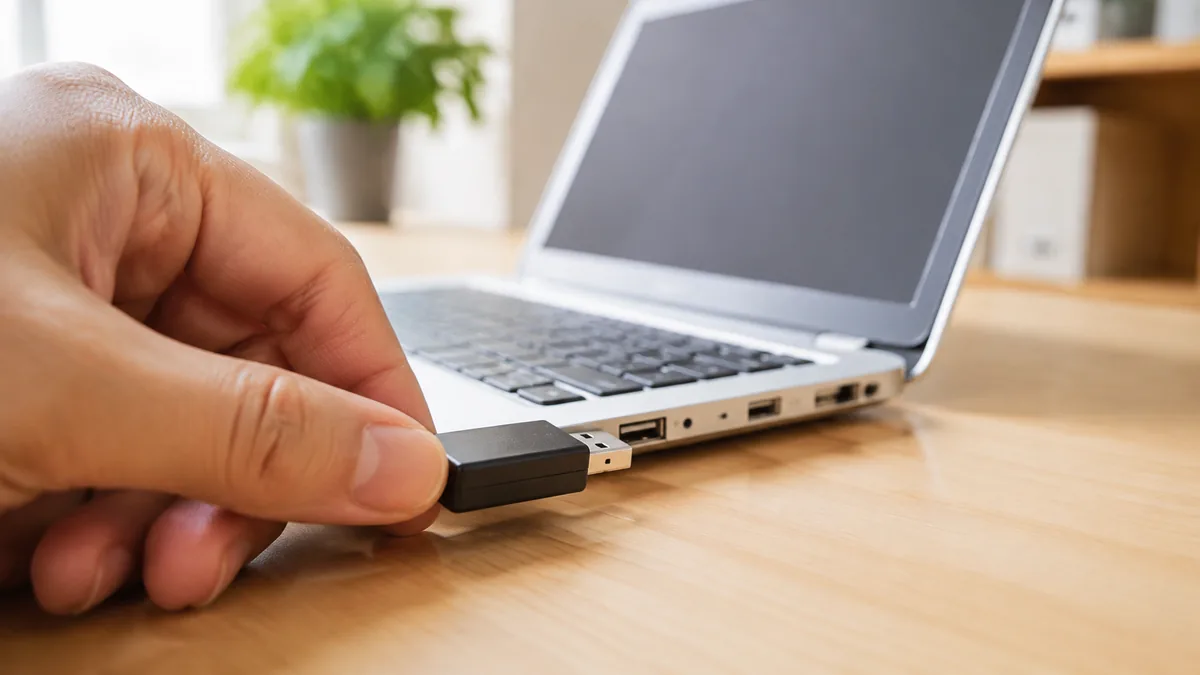 USBメモリは、ハブを介さずパソコン本体のポートに直接挿して試します。
