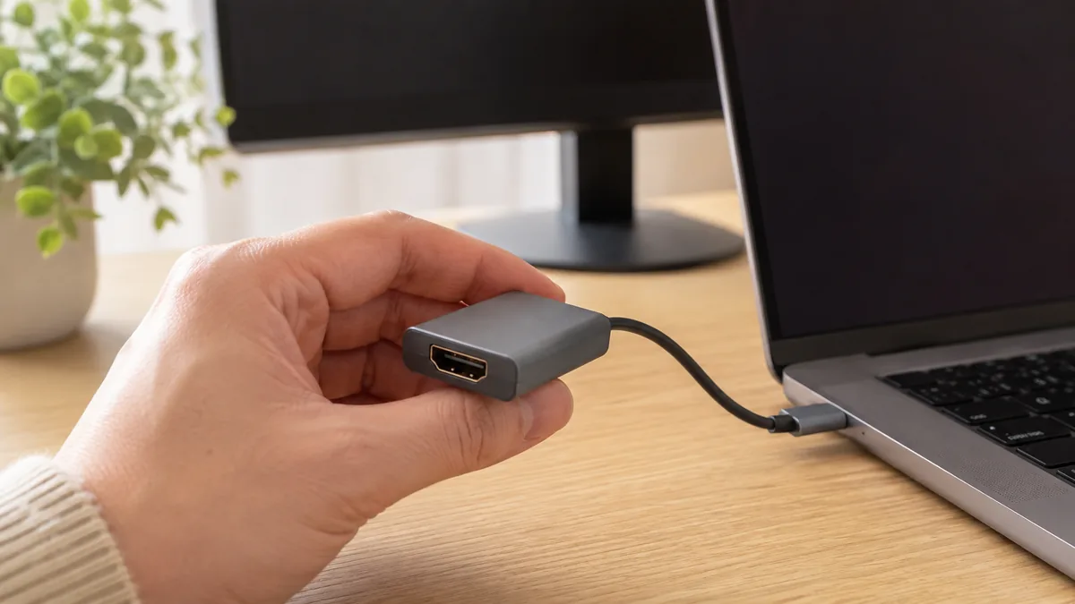 USB-Cから映像を出すときは、変換アダプターが映像出力に対応しているかを確認します。