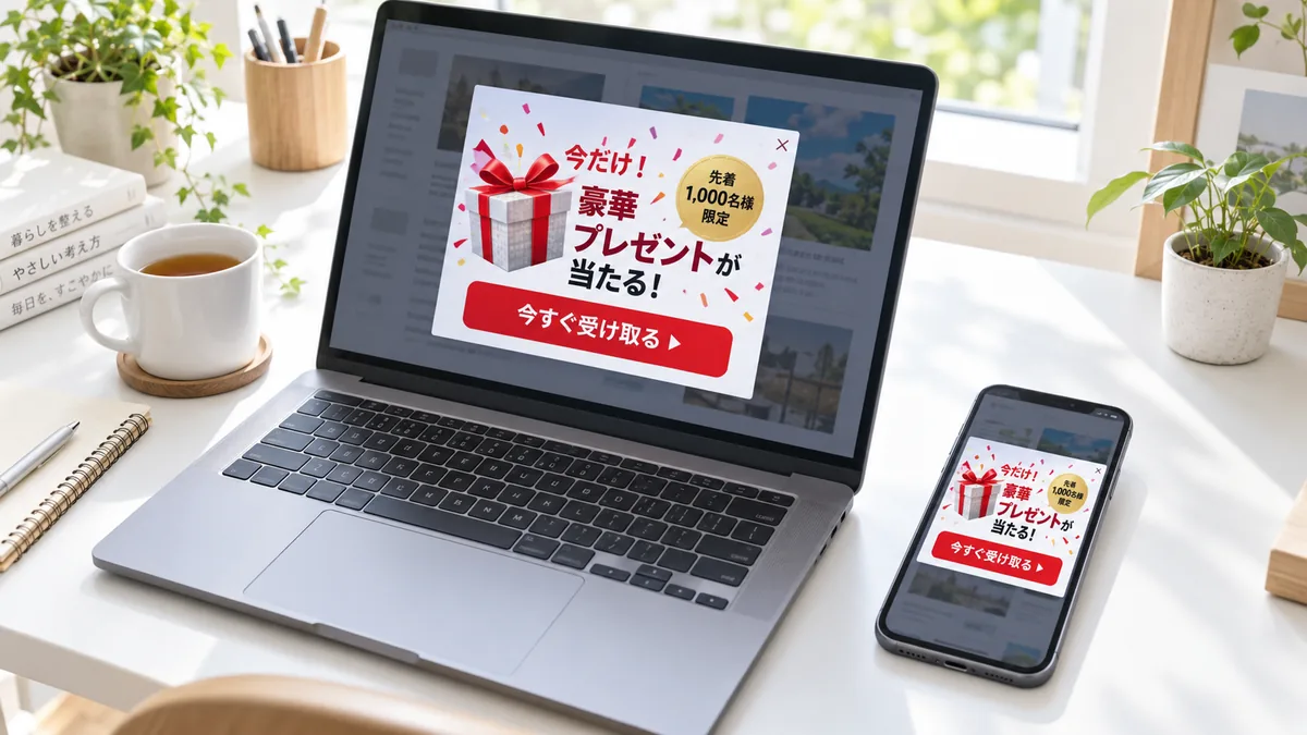スマートフォンにも同じ広告が出るなら、パソコンではなくサイト側を疑います。