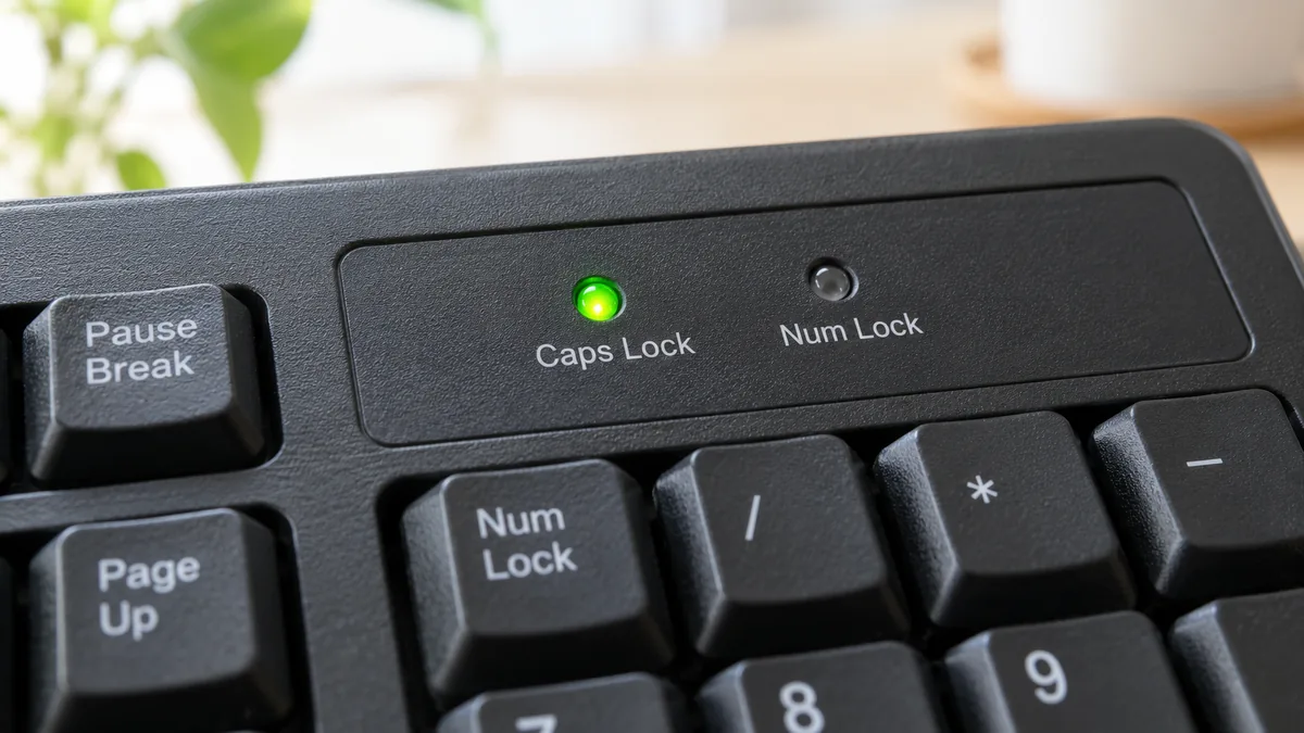 キーボードの Caps Lock ランプが点いていないかを確かめます。